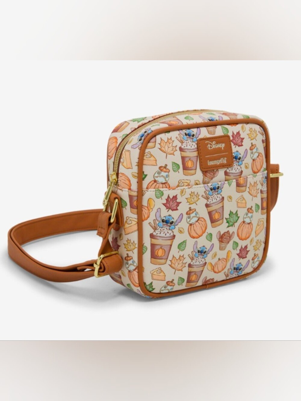 Loungefly Disney Stitch & Scrump Fall Pumpkin Latte Halloween Crossbody Bag! - Picture 4 of 8